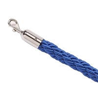 Blå flätat rep med silvrigt klicklås - 180 cm