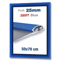 Blå Swift klickram med 25mm profil - 50x70 cm