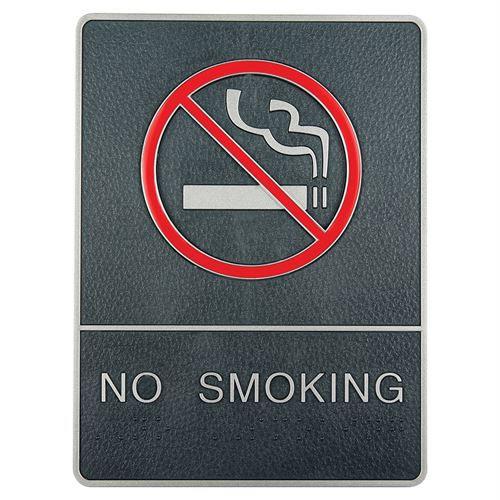 NO SMOKING skylt med punktskrift