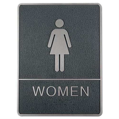 Braille toalettskylt med punktskrift - WOMEN