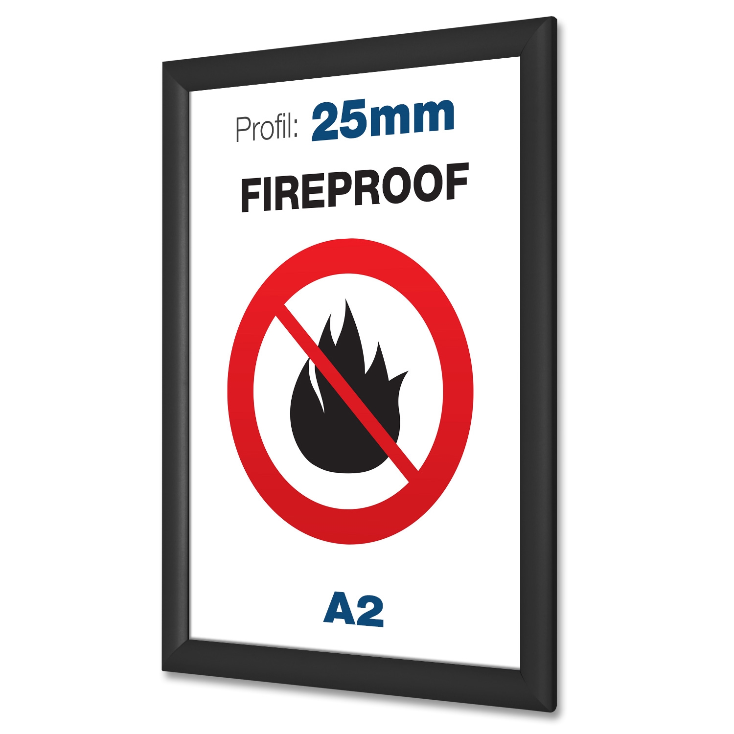 B1 Brandsäker svart snäppram med 25 mm Profil - A2
