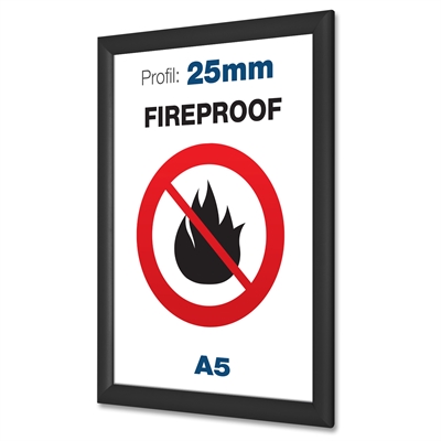 B1 Brandsäker svart snäppram med 25 mm Profil - A5