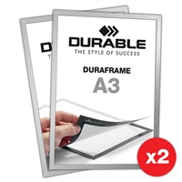 Självhäftande A3 Magnetram - Duraframe® Silver - 2-pack