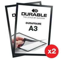 Självhäftande A3 Magnetram - Duraframe® Svart - 2-pack