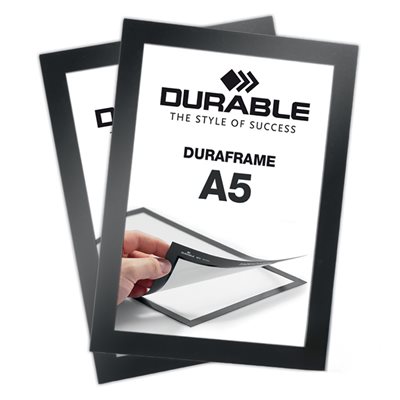 Självhäftande A5 Magnetram - Duraframe® Svart - 2-pack