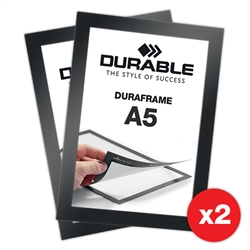 Självhäftande A5 Magnetram - Duraframe® Svart - 2-pack