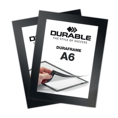 Självhäftande A6 Magnetram - Duraframe® Svart - 2-pack