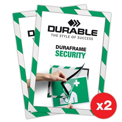 Duraframe® Security Grön/Vit - Självhäftande A4 Magnetram - 2-pak