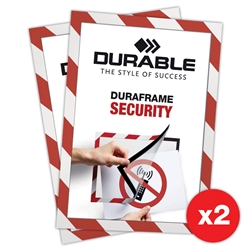 Duraframe® Security Rött/Vit - Självhäftande A4 Magnetram - 2-pak