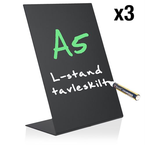 L-ställ A5 griffeltavla skylt för bord - 3-pack