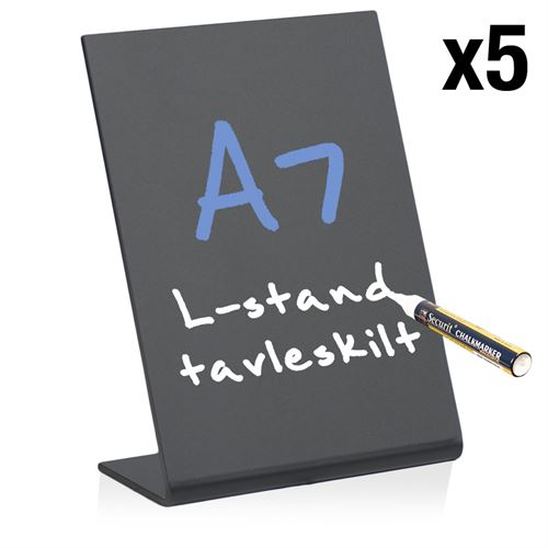 L-ställ A7 griffeltavla skylt för bord - 5-pack