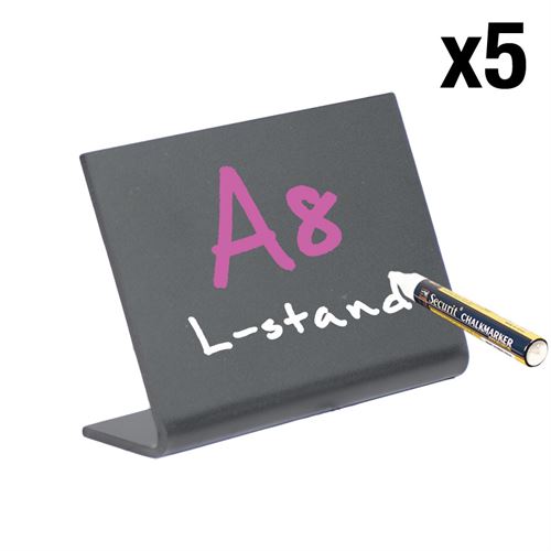 L-ställ A8 griffeltavla skylt för bord - 5-pack