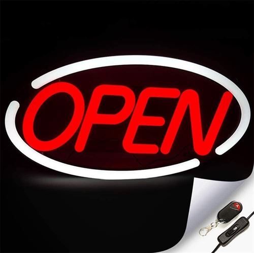 Deluxe "OPEN" LED blinkande neonskylt - Röd/Vit