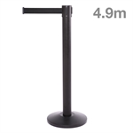 QueuePro Svart avspärrningsstolpe med svart band - 490 cm