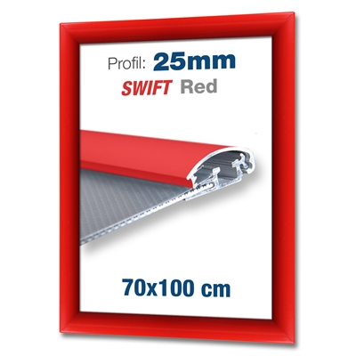 Röd Swift klickram med 25mm profil - 70x100 cm