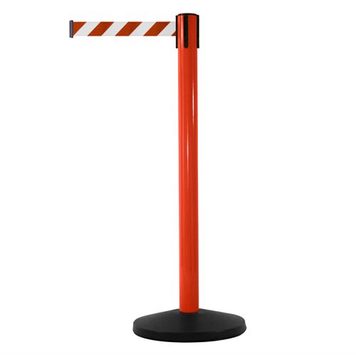 Rött SafetyMaster avspärrningsstolpe med band