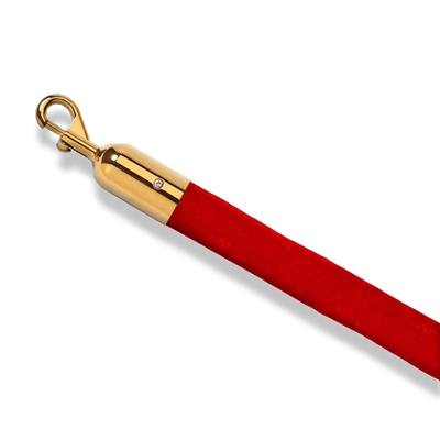 Rött velour avspärrningsrep med mässing snäpplås - 200 cm