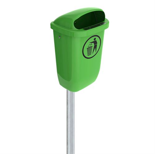 BinPro papperskorg med stolpe - 50L – Grön