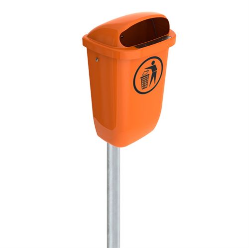 BinPro papperskorg med stolpe - 50L – Orange