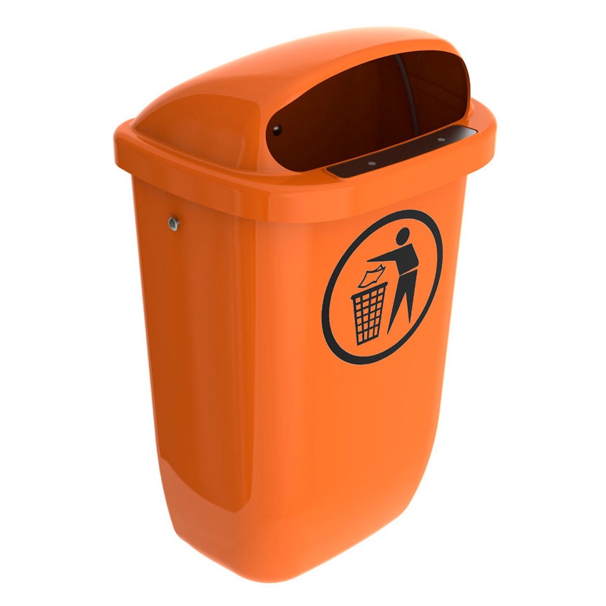 BinPro papperskorg till vägg / stolpe - 50L – Orange