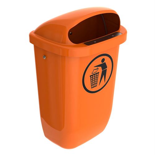 BinPro papperskorg till vägg / stolpe - 50L – Orange