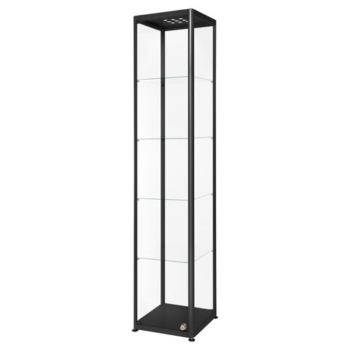 Premium Svart LED glasskåp med lås - 40x40x200 cm