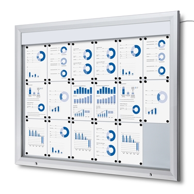 Premium LED Outdoor whiteboard skåp med ljus - 18xA4