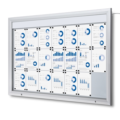 Premium LED Outdoor whiteboard skåp med ljus - 21xA4