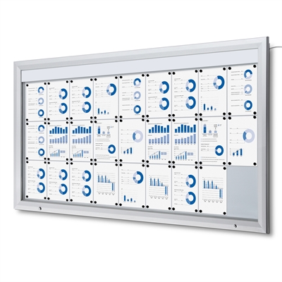 Premium LED Outdoor whiteboard skåp med ljus - 27xA4