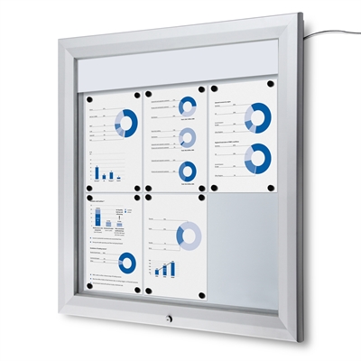 Premium LED Outdoor whiteboard skåp med ljus - 6xA4