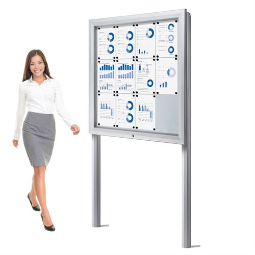 Premium Outdoor Whiteboard Skyltskåp med stolpar