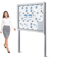 Premium 15xA4 Outdoor Whiteboard Skyltskåp med stolpar till nedgrävning