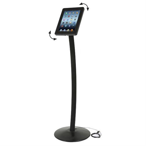 Svart Curved låsbart golvställ till surfplatta / iPad
