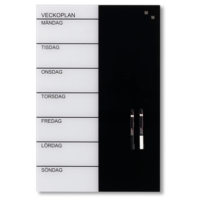 Magnetisk glas veckotavla för vägg - 60x40 cm