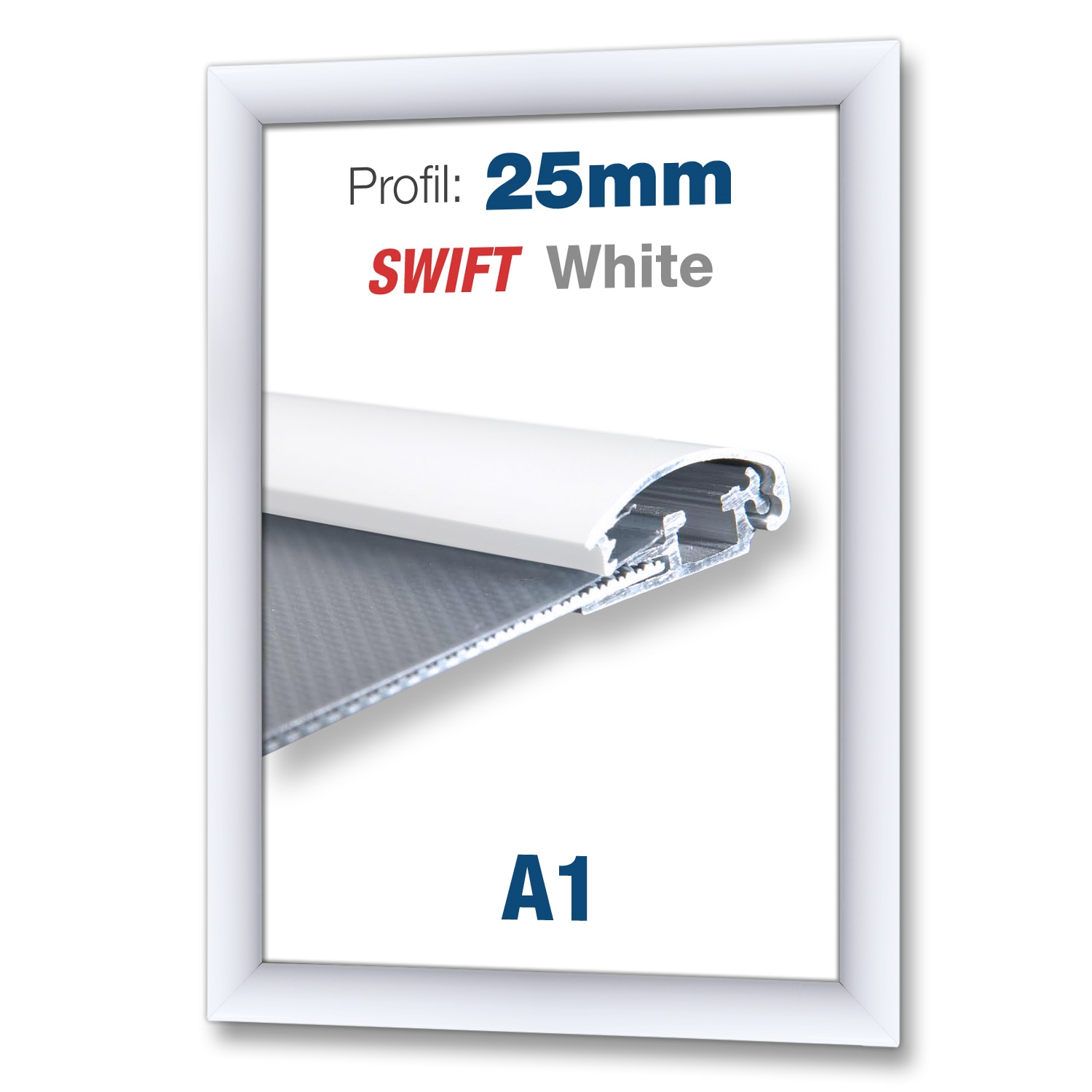 Vit Swift snäppram med 25mm profil - A1