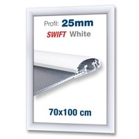 Vit Swift snäppram med 25mm profil - 70x100 cm