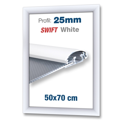 Vit Swift snäppram med 25mm profil - 50x70 cm