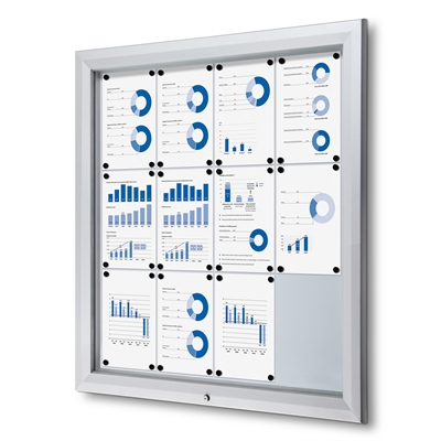 Premium Outdoor Whiteboard Skyltskåp - 12xA4